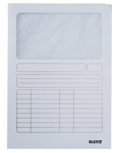 SUBCARPETA LEITZ VENTANA 140g A4 BLANCO PAQUETE de 100