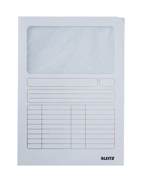 SUBCARPETA LEITZ VENTANA 140g A4 BLANCO PAQUETE de 100