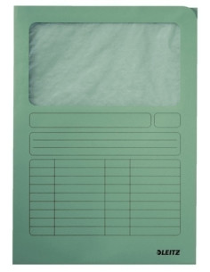 SUBCARPETA LEITZ VENTANA 140g A4 VERDE PAQUETE de 100