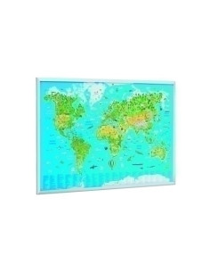 TABLERO CORCHO FAIBO LIGERO MARCO PINO  60x90 cm MAPAMUNDI INFANTIL