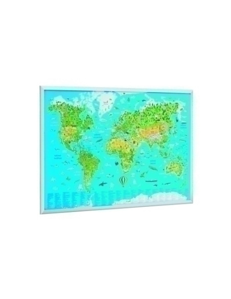 TABLERO CORCHO FAIBO LIGERO MARCO PINO  60x90 cm MAPAMUNDI INFANTIL