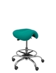 TABURETE PIQUERAS Y CRESPO ALATOZ CLINICO GIRATORIO ERGOMICO MECANISMO BASCULANTE REGULABLE EN ALTURA con ARO REPOSAPIES RUEDAS 