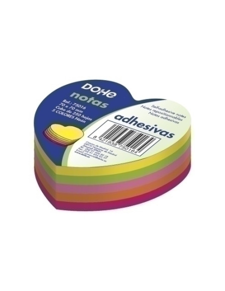 TACO NOTAS DOHE TROQUELADAS EN FORMA CORAZON 250H 5 COLORES NEON