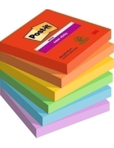 TACO NOTAS POST-IT 654 SUPER STICKY 76x76 COLORES PLAYFUL PACK DE 6