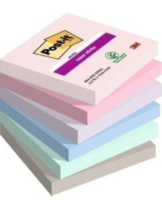 TACO NOTAS POST-IT 654 SUPER STICKY 76x76 COLORES SOULFUL PACK DE 6