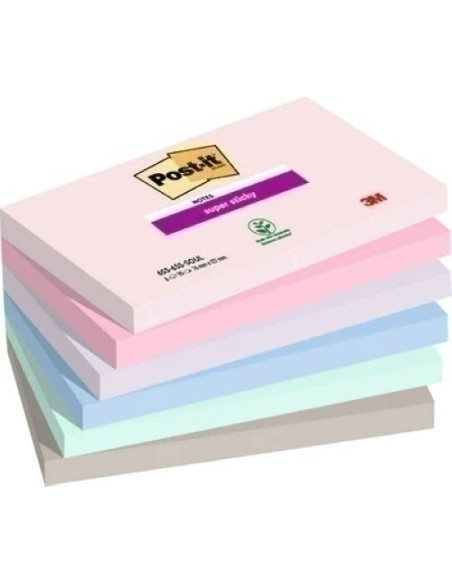 TACO NOTAS POST-IT 655 SUPER STICKY 76x127 COLORES SOULFUL PACK DE 6