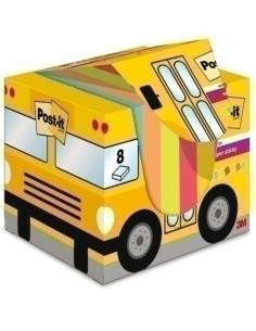 TACO NOTAS POST-IT PACK AUTOBUS 635X76 8x90 HOJAS COLORES SURTIDOS