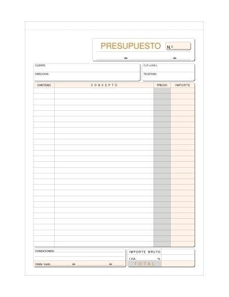 TALONARIO PRESUPUESTOS A4 NATU DUPLI LOAN 68D