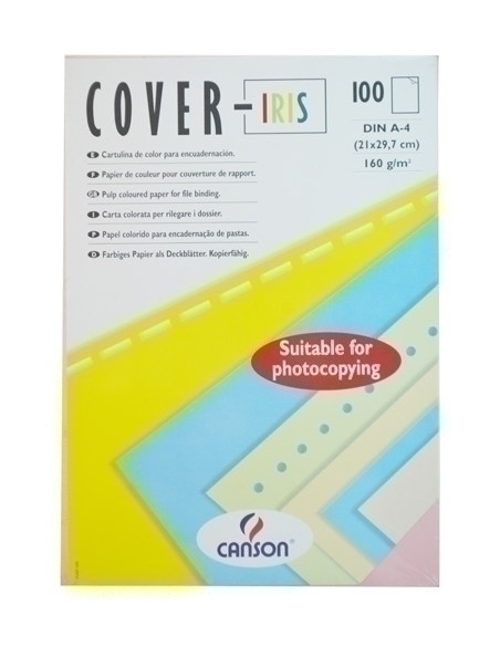 TAPA de ENCUADERNAR CANSON COVER-IRIS A4 CARTULINA 185 g BLANCO CAJA de 100