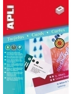 TARJETAS de VISITA APLI para IMPRESORA MICROPERFORADA CONVENCION 200g 90x55mm BLISTER 10h 80 uds02794