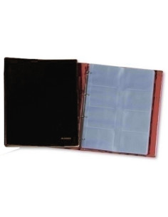 TARJETERO 4 anillas PARDO PVC simpiel F 20 fundas 320 tarjetas NEGRO