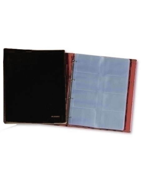 TARJETERO 4 anillas PARDO PVC simpiel F 20 fundas 320 tarjetas NEGRO