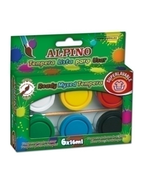 TEMPERA ALPINO  16 ml bote ESTUCHE de 6  pincel
