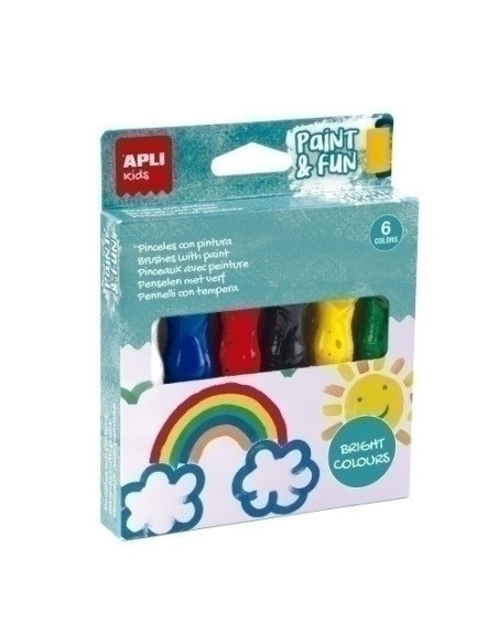 TEMPERA APLI en TUBO CON PINCEL 14ml COLORES BRILLANTES ESTUCHE de 6