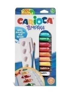 TEMPERA CARIOCA 10 ml tubo ESTUCHE de 12  pincel
