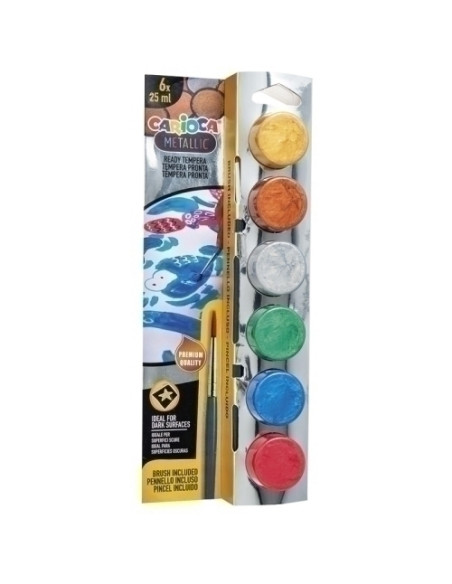 TEMPERA CARIOCA 25ml bote METALLIC ESTUCHE de 6