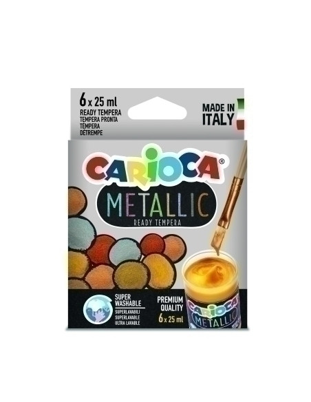 TEMPERA CARIOCA METALLIC 25 ml  CAJA de 6 COLORES