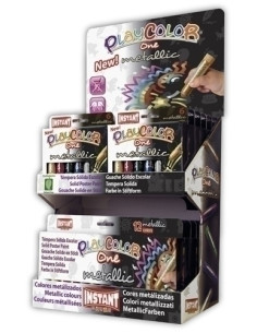 TEMPERA INSTANT SOLIDA PLAYCOLOR METALLIC ONE 10Gr EXPOSITOR de 144 12 ESTUCHES de 6 COLORES y 6 ESTUCHES de 12 COLORES