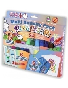 TEMPERA INSTANT SOLIDA PLAYCOLOR MULTI-ACTIVITY 24 ONE BASIC ONE 12 UNIDADES  ONE WINDOW 6 UNIDADES  ONE TEXTIL 6 UNIDADES