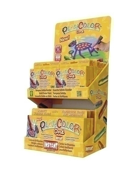 TEMPERA INSTANT SOLIDA PLAYCOLOR ONE 10Gr EXPOSITOR de 144 12 ESTUCHES de 6 COLORES y 6 ESTUCHES de 12 COLORES