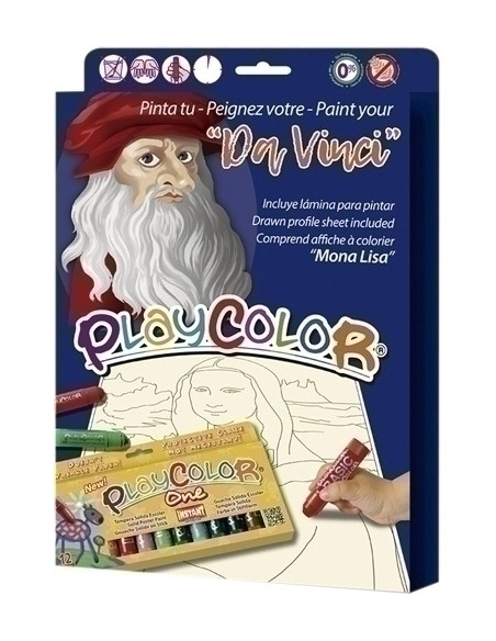 TEMPERA INSTANT SOLIDA PLAYCOLOR ONE 10Gr PINTA TU  DA VINCI  ESTUCHE de 12 COLORES  Incluye lamina para pintar