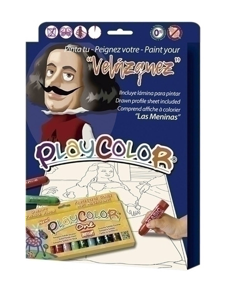 TEMPERA INSTANT SOLIDA PLAYCOLOR ONE 10Gr PINTA TU  VELAZQUEZ  ESTUCHE de 12 COLORES  Incluye lamina para pintar