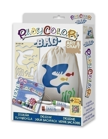 TEMPERA INSTANT SOLIDA PLAYCOLOR ONE TEXTIL PACK BAG tempera  mochila algodon  plantilla A4  triptico