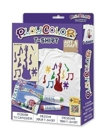 TEMPERA INSTANT SOLIDA PLAYCOLOR ONE TEXTIL PACK T-SHIRT tempera  camiseta talla 6-8 años  plantilla A4  triptico