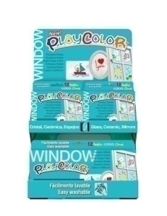 TEMPERA INSTANT SOLIDA PLAYCOLOR ONE WINDOW 10Gr EXPOSITOR de 144 12 ESTUCHES de 6 COLORES y 6 ESTUCHES de 12 COLORES