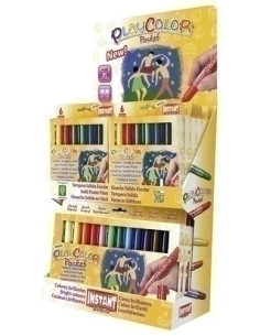 TEMPERA INSTANT SOLIDA PLAYCOLOR POCKET 5Gr EXPOSITOR de 144 12 ESTUCHES de 6 COLORES y 6 ESTUCHES de 12 COLORES