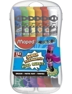TEMPERA MAPED 12 ml tubo ESTUCHE de 12