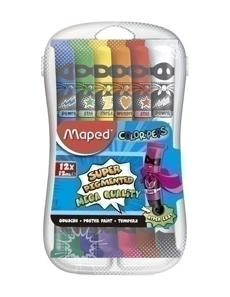 TEMPERA MAPED 12 ml tubo ESTUCHE de 12