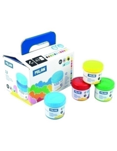 TEMPERA MILAN 40 ml bote ESTUCHE de 12 COLORES SURTIDOS incluye pincel