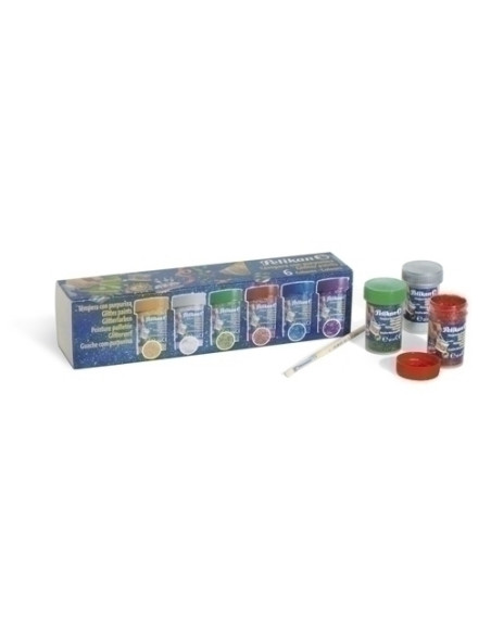 TEMPERA PELIKAN GLITTER 20 ml bote 94220S ESTUCHE de 6