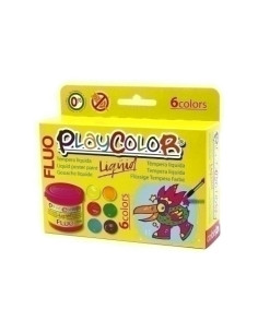 TEMPERA PLAYCOLOR LIQUID 40 ml bote FLUO ESTUCHE de  6