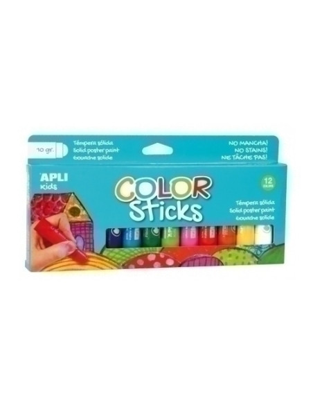 TEMPERA SOLIDA APLI STICKS SURTIDO 10g ESTUCHE DE 12