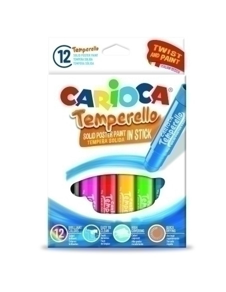 TEMPERA SOLIDA CARIOCA TEMPERELLO POCKET 10Gr ESTUCHE de 12 COLORES