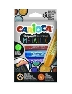 TEMPERA SOLIDA CARIOCA TEMPERELLO POCKET METALLIC 10Gr ESTUCHE de 6 COLORES