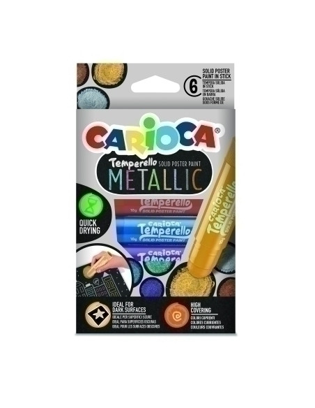 TEMPERA SOLIDA CARIOCA TEMPERELLO POCKET METALLIC 10Gr ESTUCHE de 6 COLORES