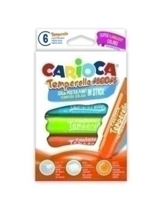 TEMPERA SOLIDA CARIOCA TEMPERELLO POCKET NEON 10Gr ESTUCHE de 6 COLORES