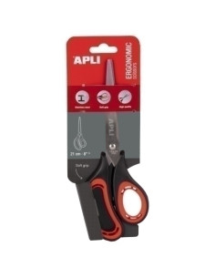TIJERAS APLI  21cm ERGONOMICA ASIMETRICA en BLISTER