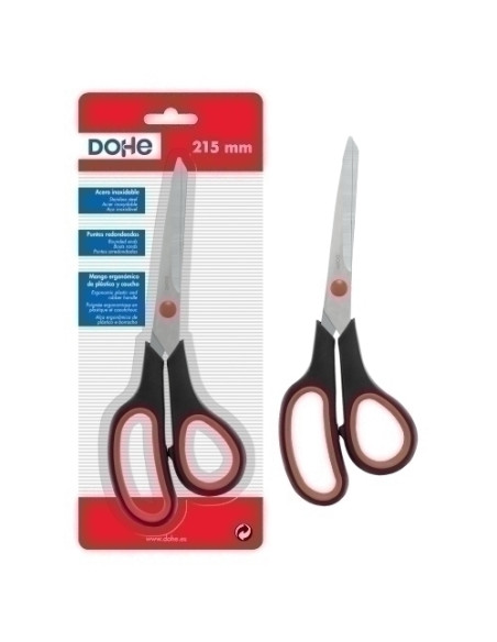 TIJERAS DOHE ERGONOMICA 210 mm ASIMETRICA NEGRO Y ROJO