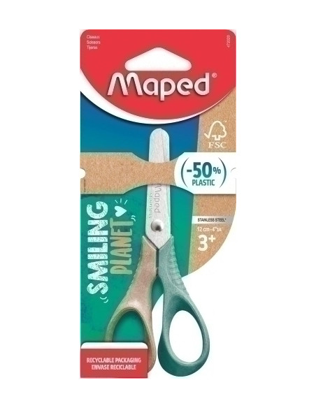 TIJERAS ESCOLARES MAPED VIVO SMILING PLANET 12 cm BLISTER DE 1
