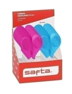 TIJERAS ESCOLARES SAFTA 13 cm SURTIDO EXPOSITOR de 20