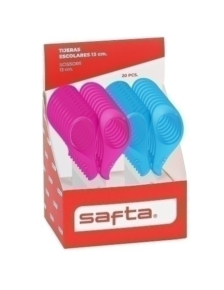 TIJERAS ESCOLARES SAFTA 13 cm SURTIDO EXPOSITOR de 20