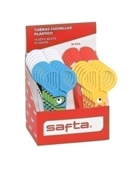 TIJERAS ESCOLARES SAFTA PLASTICO SURTIDO EXPOSITOR de 20