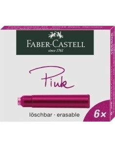 TINTA ESTILOGRAFICA FABER CASTELL CAJA 6 CARTUCHOS ROSA