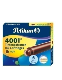 TINTA ESTILOGRAFICA PELIKAN CAJA 6 CARTUCHOS TP6 MARRON 311928