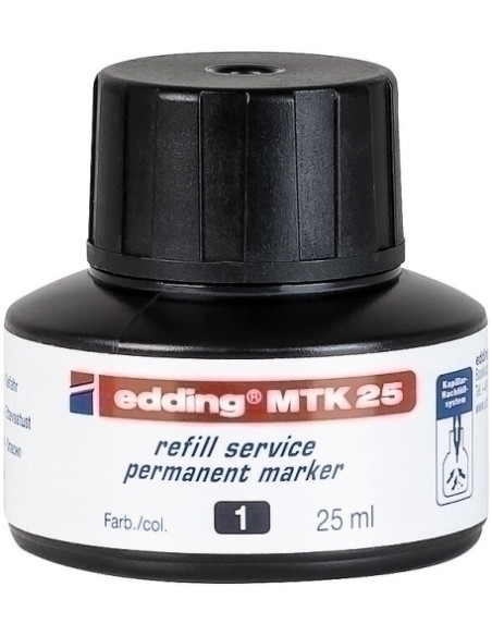 TINTA ROTULADOR EDDING PERMANENTE FRASCO 25 ml MTK25 NEGRO