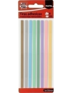 TIRAS ADHESIVAS FIXO PASTEL 20h 5x135mm PACK DE 8